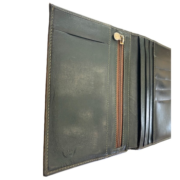 🔸FENDI🔸ULTRA RARE🔸1980 Janus Collection X-Large Unisex Green Leather Wallet - Picture 10 of 16